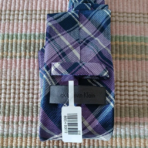 Calvin Klein Purple Plaid Men's Tie - Picture 1 of 4